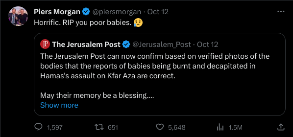 Piers Morgan beheaded babies tweet